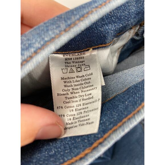 Everlane The Authentic Stretch Vintage High Rise Skinny Button Fly Denim Jeans - Picture 8 of 8